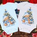 First Christmas Teddy & Train Baby Grow