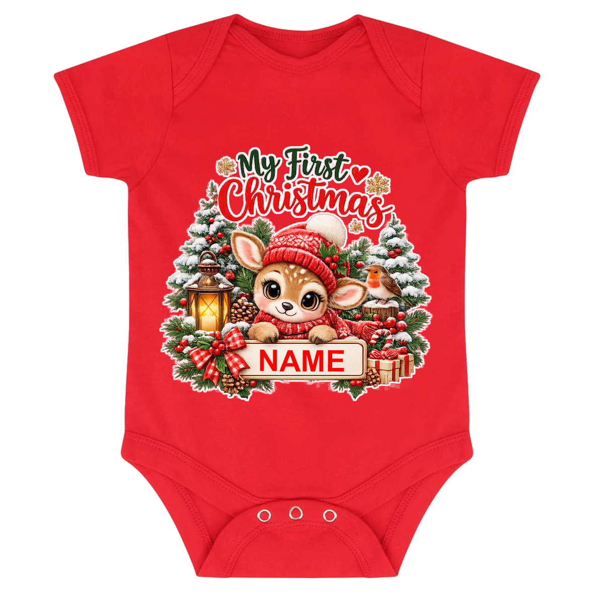 Festive Baby Deer Baby grow