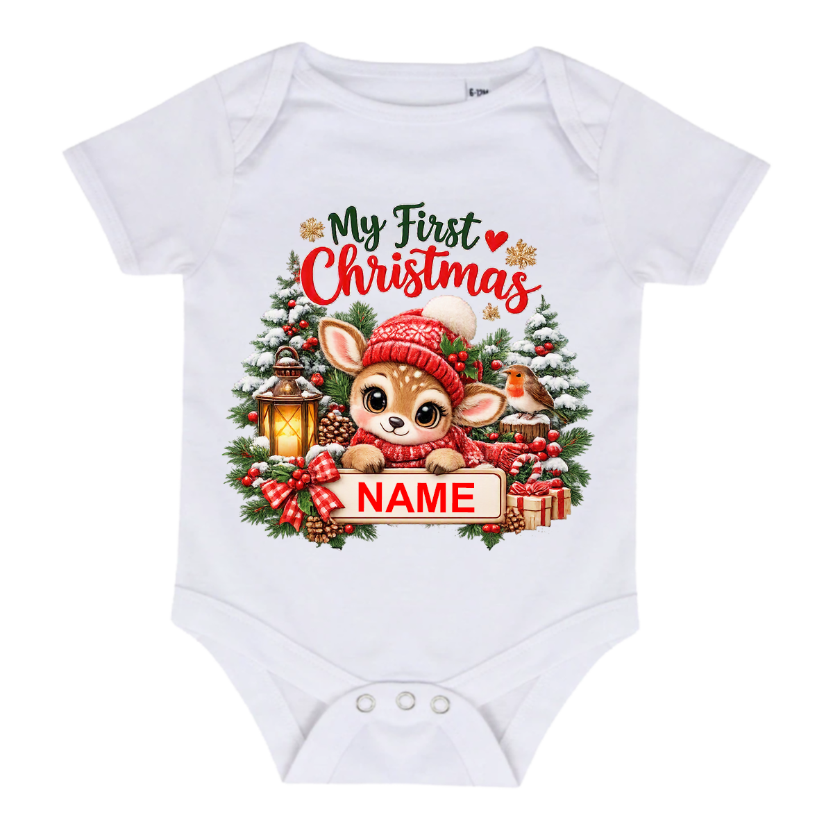Festive Baby Deer Baby grow
