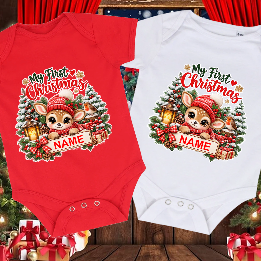 Festive Baby Deer Baby grow