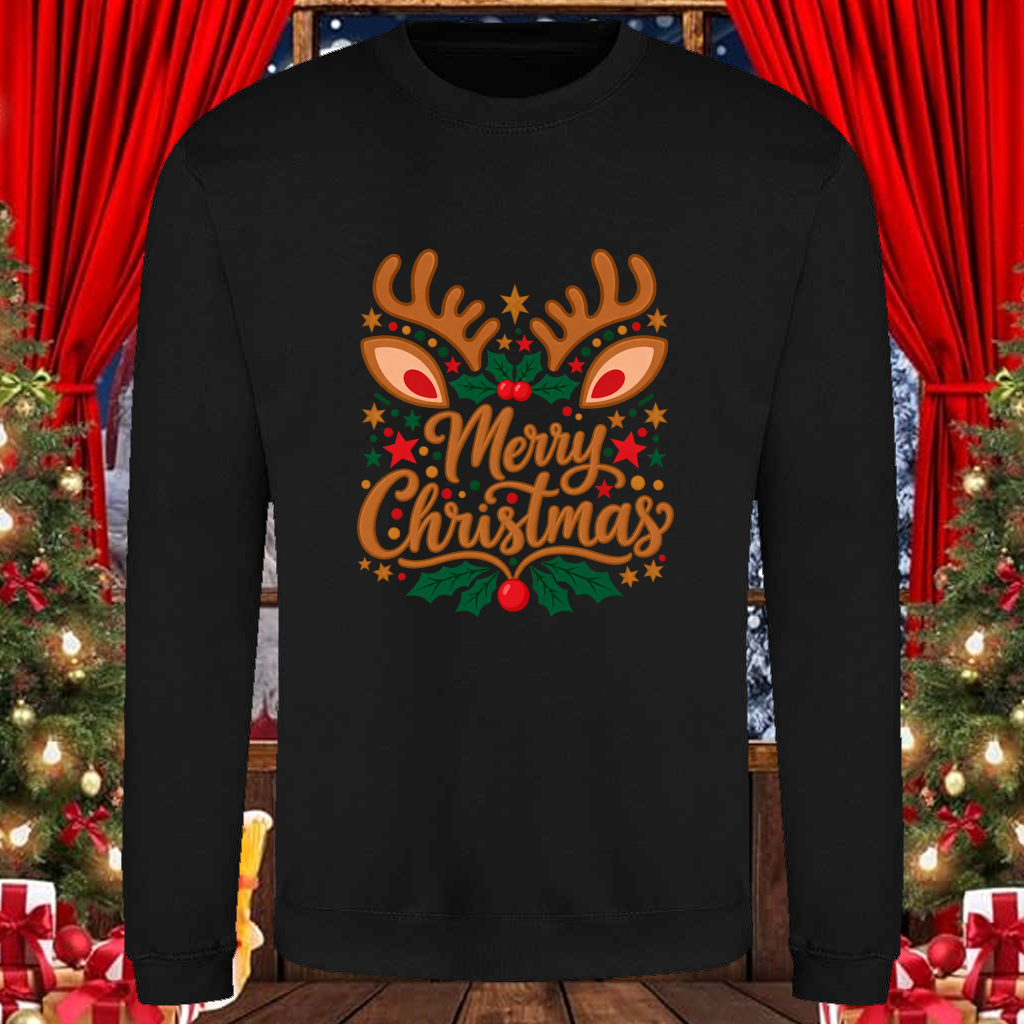 Merry Christmas Reindeer Antlers Sweatshirt